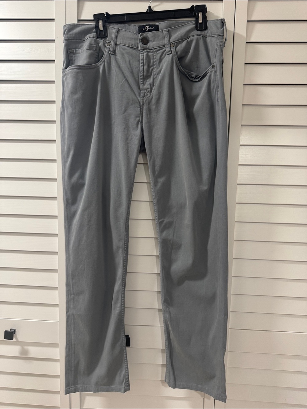 7 For All Mankind Men's Gray Straight Chinos